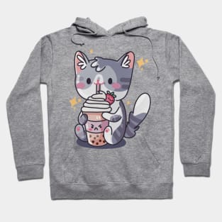 Boba Cat - Kawaii Cat sipping Bubble Tea Hoodie